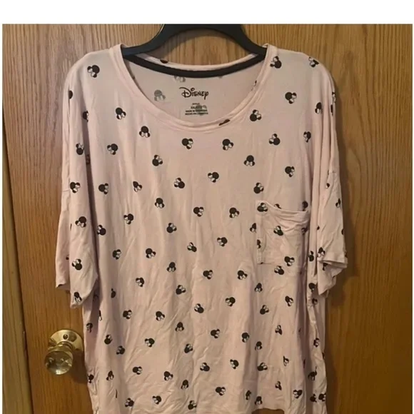 Disney Minnie Mouse Mickey Mouse Pajama Set Top Shorts Pink Black Large - Picture 12 of 15
